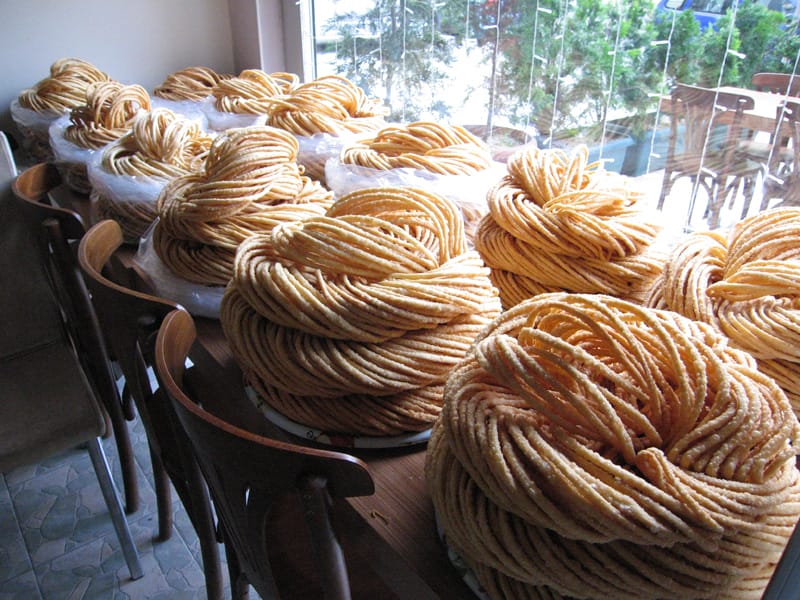 Lagman noodles at a Uighur restaurant in Istanbul, photo by Yigal Schleifer