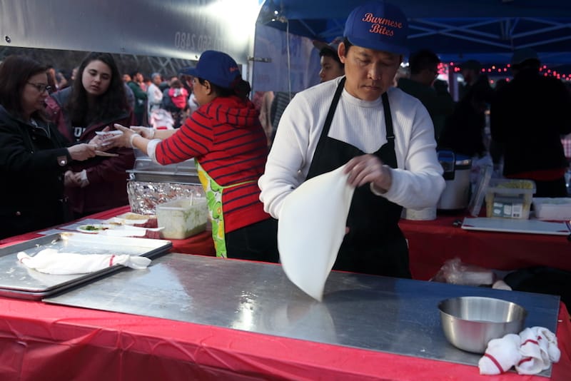 Preparing palata at the Queens International Night Market in Flushing Meadows, photo by Dave Cook Burmese Bites, photo by Dave Cook
