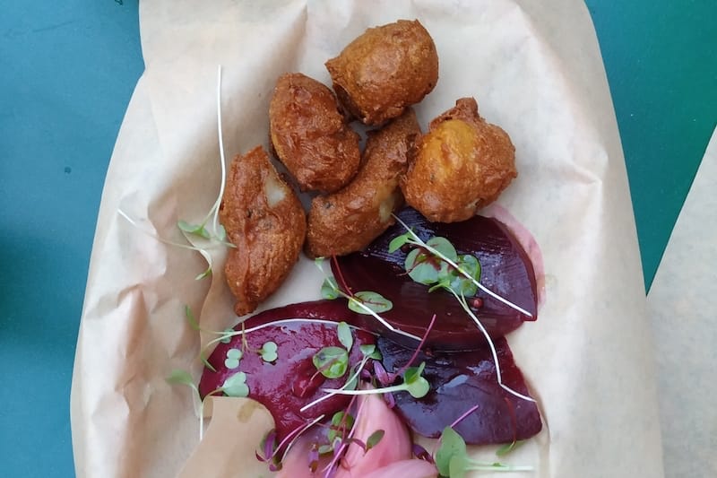 Salt cod “loukoumades” at To Lokali, photo by Johanna Dimopoulos
