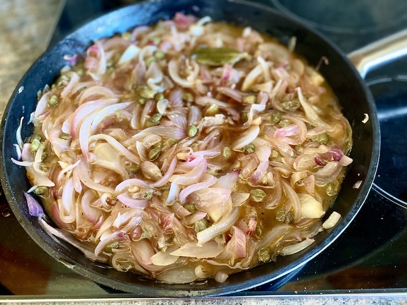 Simmering caper chutney, photo by Carolina Doriti