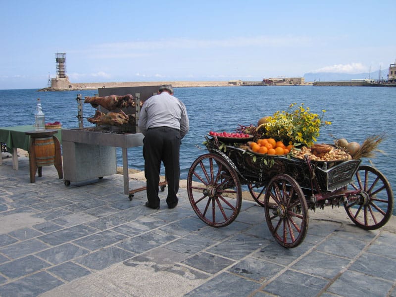 A vendor of roasted lamb on Greek Easter, photo by yavana/Shutterstock.com