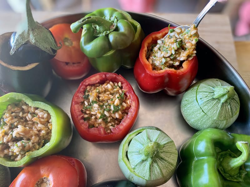 Preparing gemista, Greek stuffed vegetables, photo by Carolina Doriti