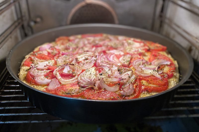 Ladenia in the oven, photo by Carolina Doriti