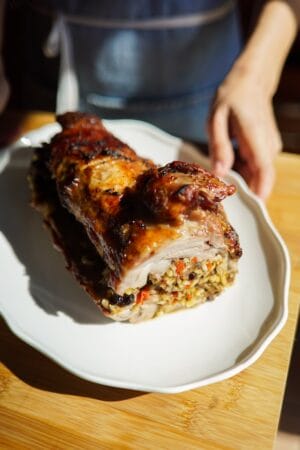 Stuffed lamb roulade