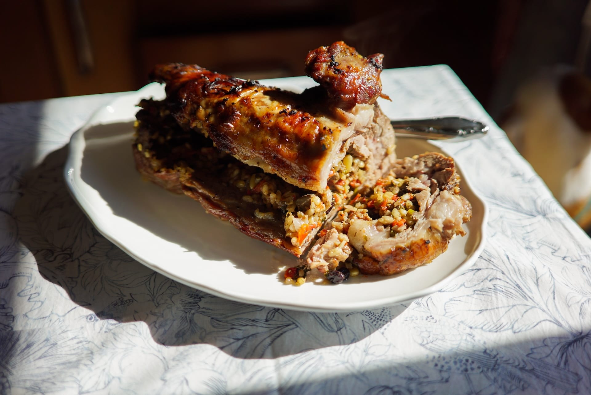 Stuffed lamb roulade