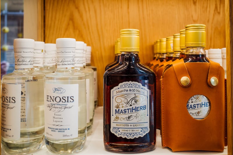 Traditional mastiha liqueur at Mastihashop, photo by Manteau Stam