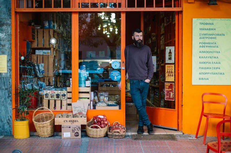 A shop selling local produce and ingredients in Keramikos, photo by Manteau Stam