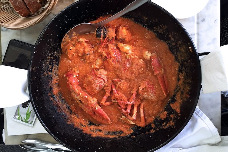 Fresh lobster in an intense tomato sauce at Cal Siscu, photo by Paula Mourenza lobster cal siscu best restaurants barcelona