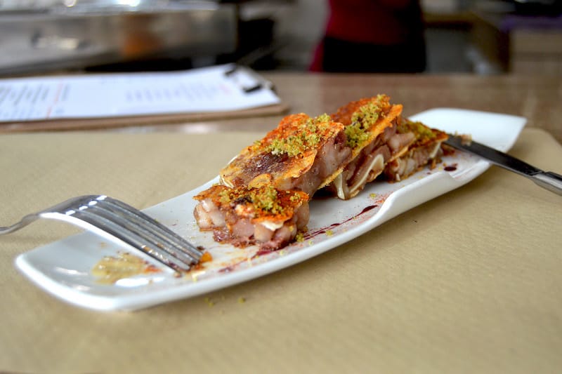 The pig ear at El Practic, photo by Paula Mourenza