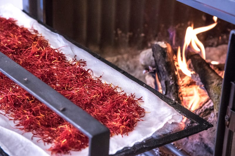 Saffron drying by the fire, photo by Safrà del Montsec