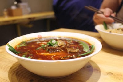 Spicy beef noodle soup at Pang Mei Mian Zhuang, photo by UnTour Shanghai