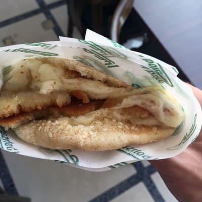 Bohsali's knefeh sandwiched in kaak, photo by Paul Gadalla