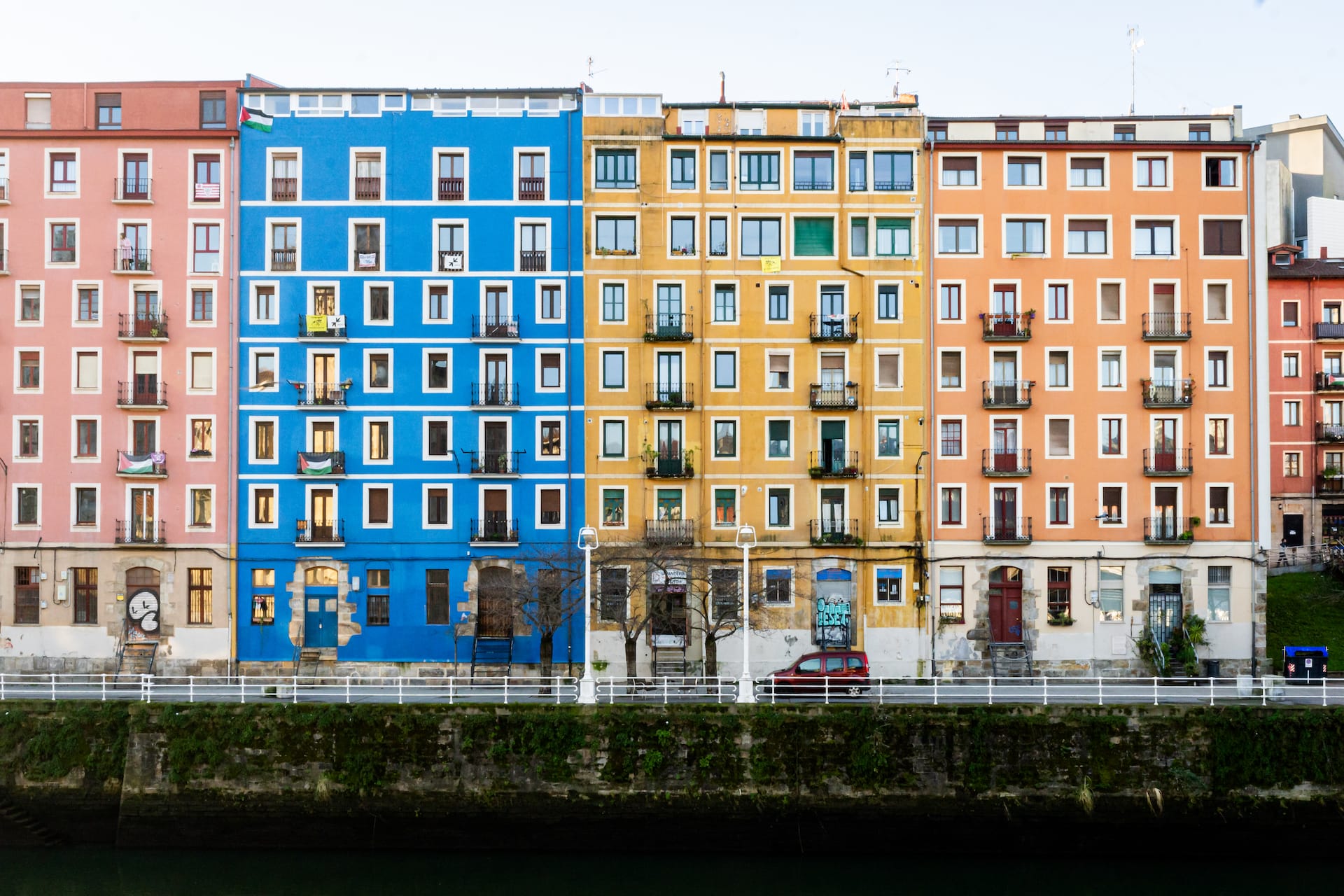 colorful buildings in bilbao