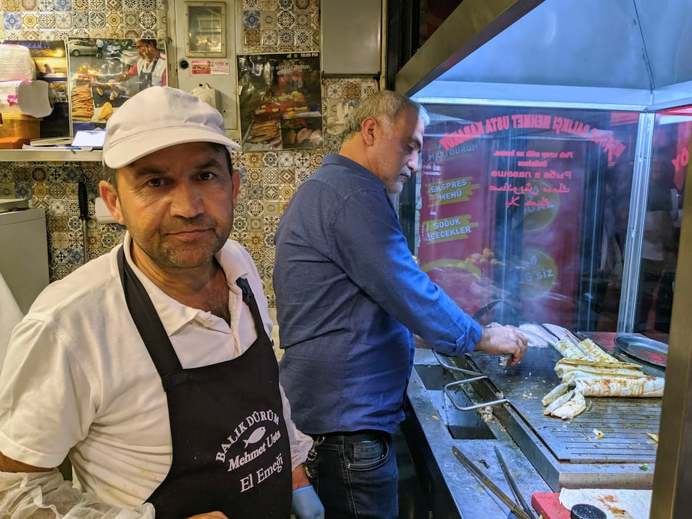 Mehmet is an usta (master) of the balık dürüm (fish wrap), photo by Tas Anjarwalla