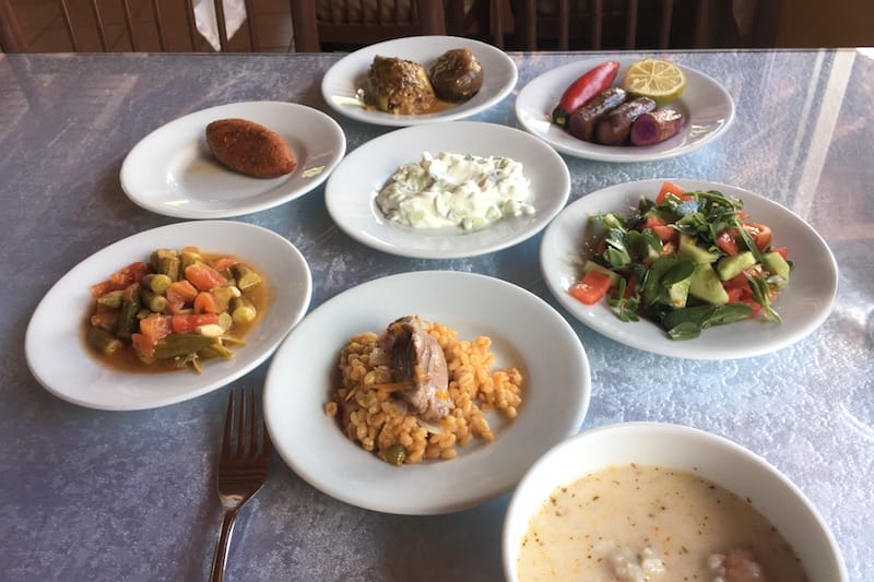The spread at Ali Mürdüm’ün Yeri in Antakya, photo by Geoffrey Ballinger