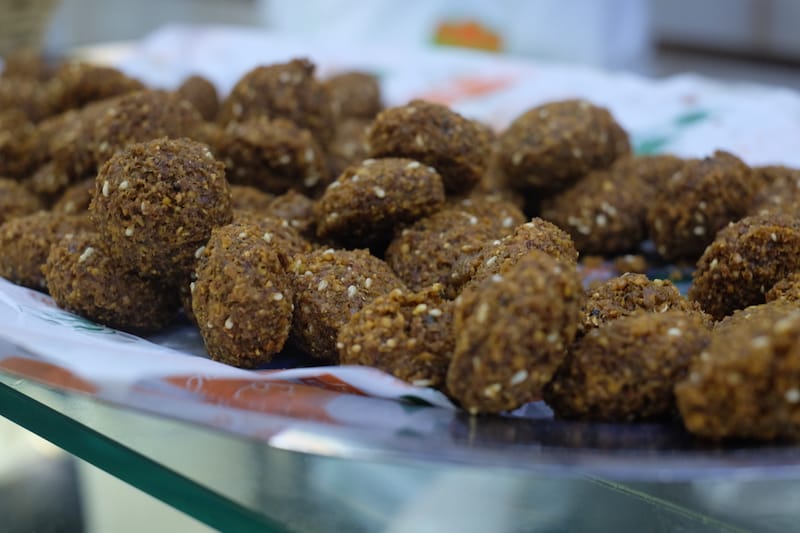 Crispy falafel fresh from the fryer, photo by Paul Osterlund