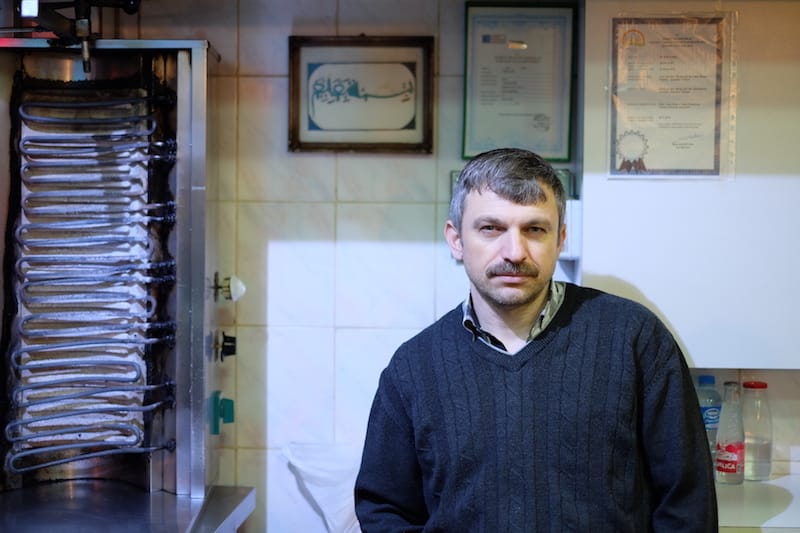 One half of the mustachioed duo behind the counter at Korkmaz Büfe, photo by Paul Osterlund