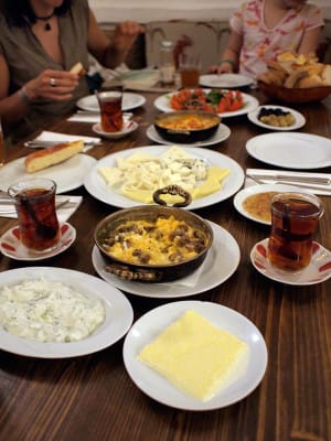 Van Kahvaltı Evi's breakfast spread, photo by Yigal Schleifer