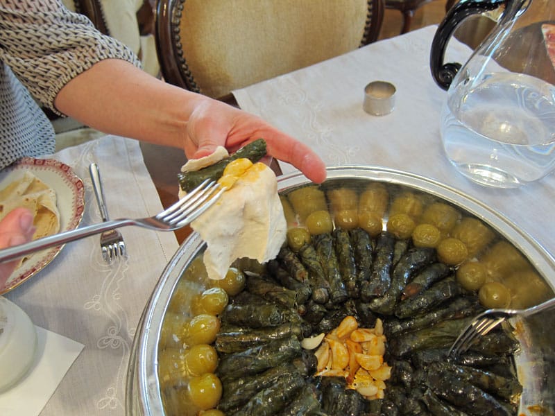 Grape leaves stuffed with bulgur, photo by Ansel Mullins