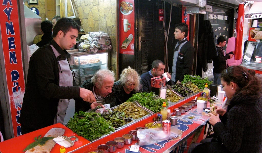 Eating at Aynen Durum in Istanbul
