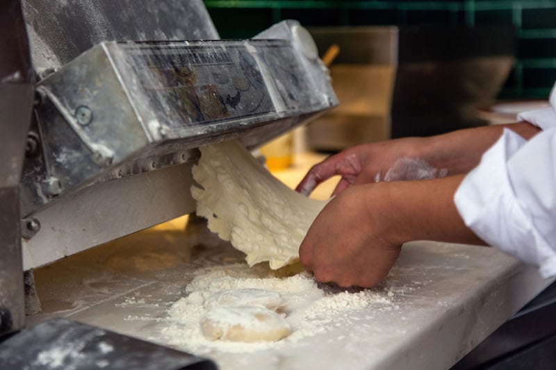At ÇiÇi Çiğ Börek in Istanbul, the pastry dough is prepared by hand daily, photo by Bradley Secker