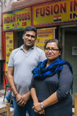 The couple Sradhya Das (r) and Tarlochan Singh (l) moved to Istanbul four years ago to open Fusion Indian Restaurant, photo by Bradley Secker