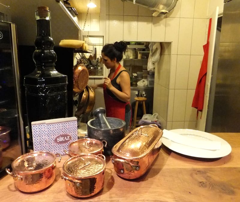 Soy copper pots at Şiraz, photo by Roxanne Darrow