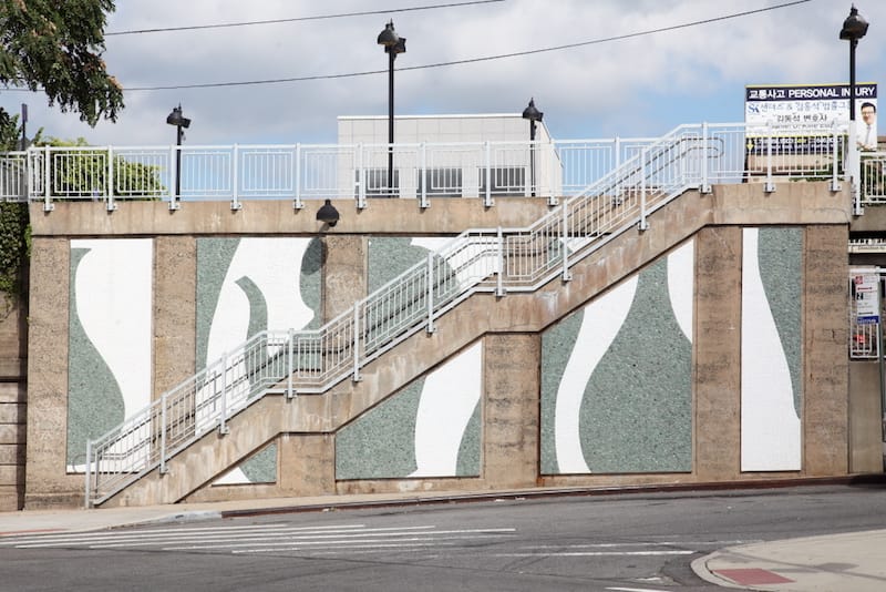 "Celadon Remnants” by Jean Shin, 2008, in Murray Hill, Queens, photo by Dave Cook