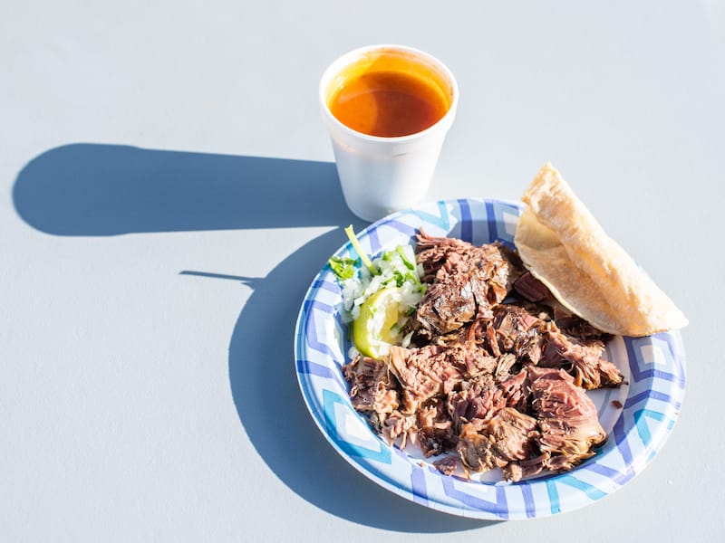 Birra de chivo roughly translates to “mess,” recalling many a bowl of consomé-sopped, shredded goat meat swimming in chile red broth, photo by Vitaly Belousov