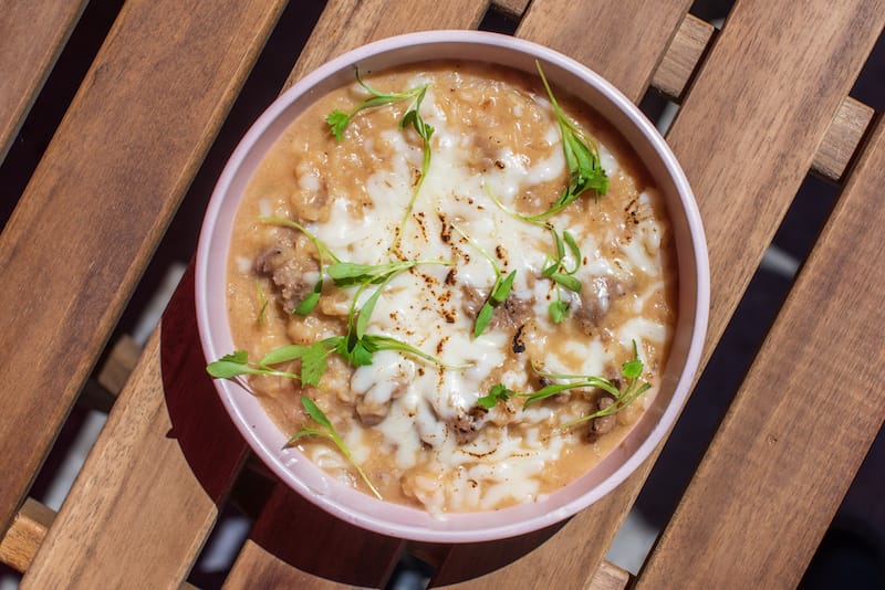 At Hanchic, Arborio rice risotto comes studded with bulgogi, the tropical sweetness of the beef’s marinade bleeding into the iconic Northern Italian standard, photo by Vitaly Belousov