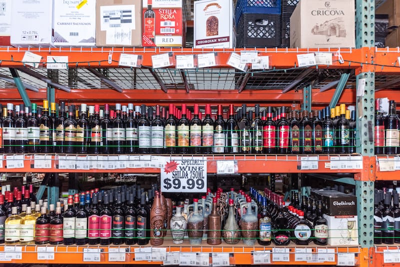 It’s the vast displays of Georgian wine at Pacific Coast Food we like best, photo by Vitaly Belousov