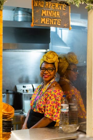 Carol Alves de Brito inside her Lisbon restaurant, Acarajé da Carol, photo by Austin Bush