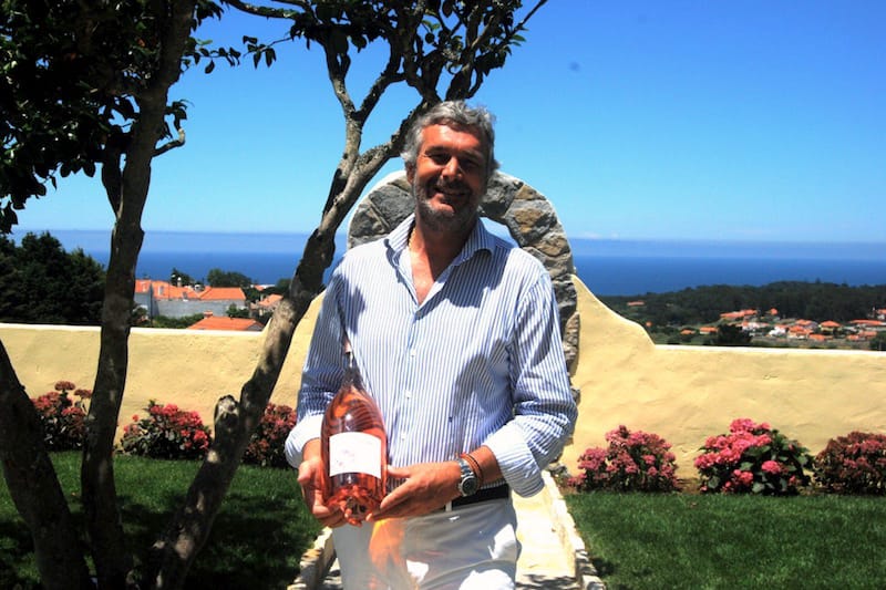 Nicholas von Bruemmer, owner of Casal de Santa Maria, holding their new rosé, photo by Célia Pedroso colares wine