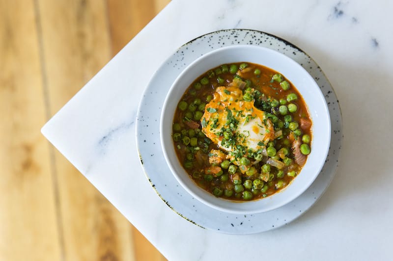 Pea stew with chouriço and a poached egg at Lapo, photo by Rodrigo Cabrita