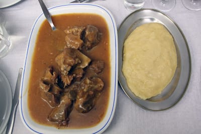 Goat stew and funge at Palanca Gigante, photo by Francesca Savoldi