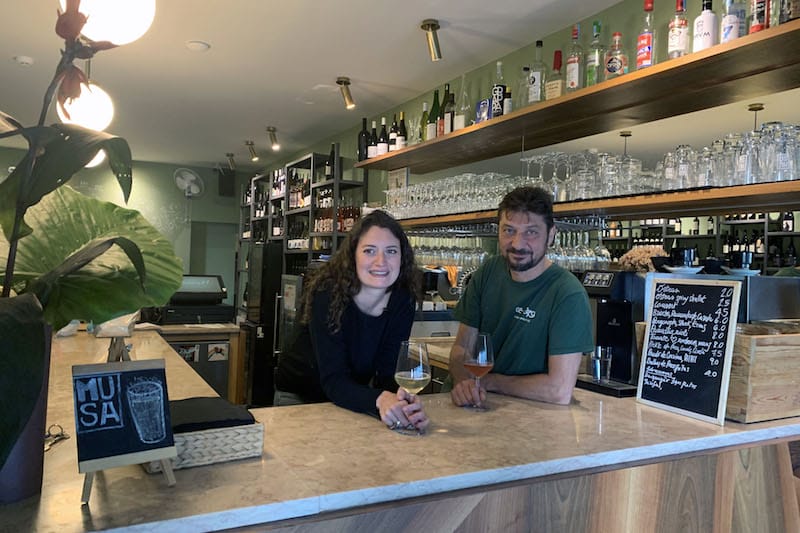 Giulia Capaccioli and Massimiliano Bartoli, two Italians from Tuscany who own Vino Vero, a natural wine bar in Lisbon, photo by Célia Pedroso