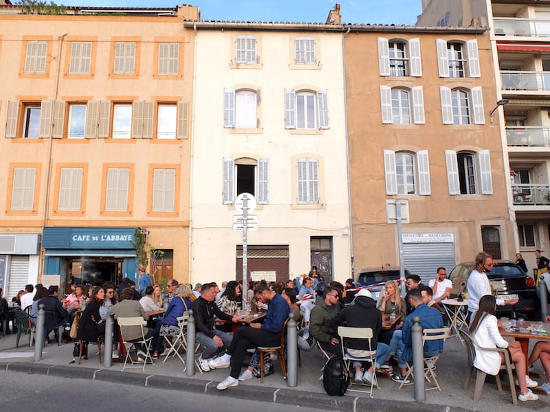 Marseille’s Café de l’Abbaye is always packed for apéro, photo by Alexis Steinman