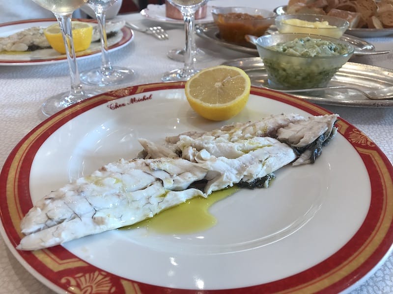 The filleted sea bass at Chez Michel, photo by Alexis Steinman