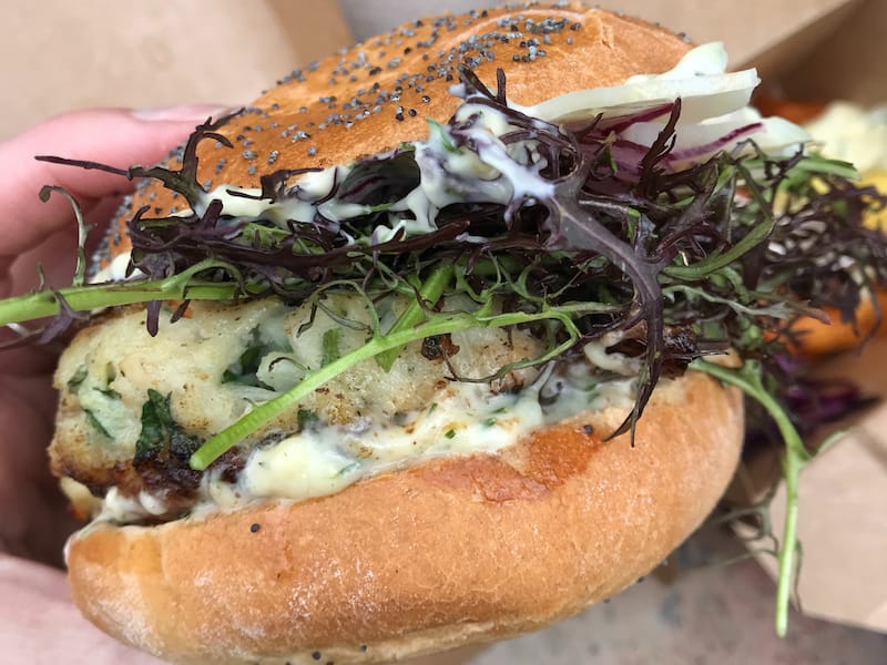 Fish burger at Limmat, photo by Alexis Steinman