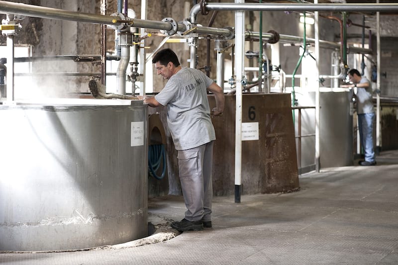 Workers make savon de Marseille in Fer à Cheval's spacious factory, photo by Fer à Cheval