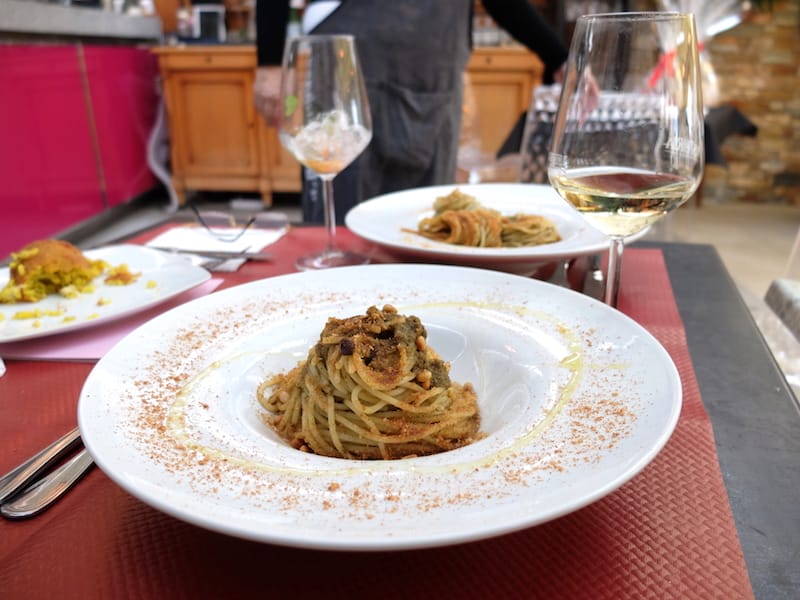 Pasta con sarde, a Sicilian specialty at La Sicile Authentique, photo by Alexis Steinman