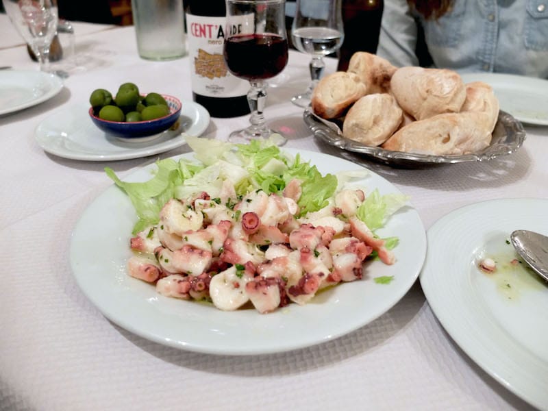 Insalata di polpi, an octopus salad simply tossed with lemon, parsley and vinegar, at Le Vésuvio in Marseille, photo by Alexis Steinman
