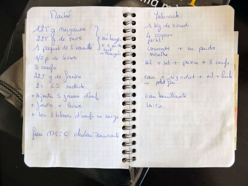 The homemade cookbook of Frédérique Zuili, a Marseille-born Tunisian home cook, photo by Alexis Steinman