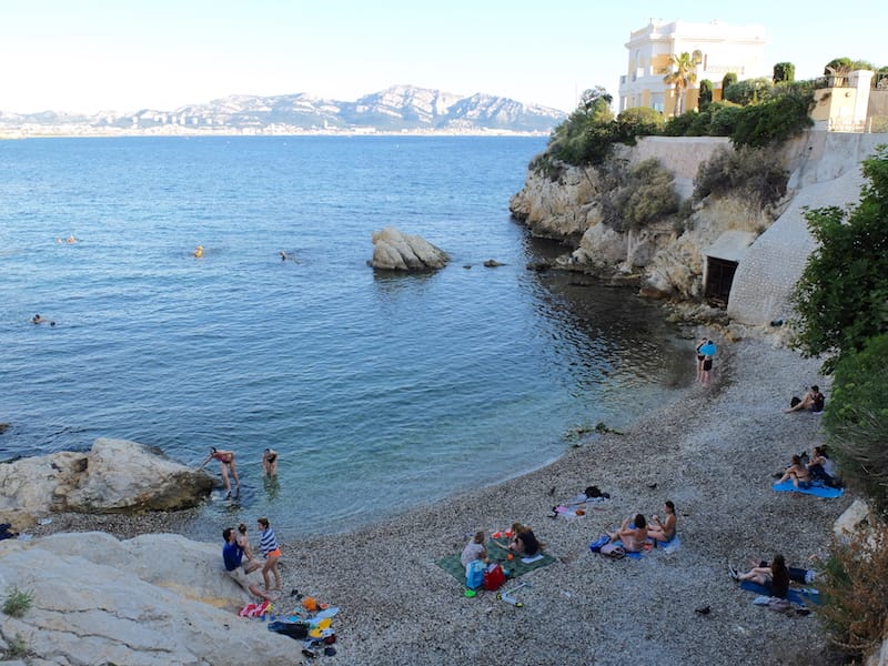 Anse de Maldormé, a pebbled beach that slopes into the sea, photo by Alexis Steinman