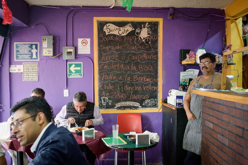 The daily menu at La Divina Culpa, photo by PJ Rountree