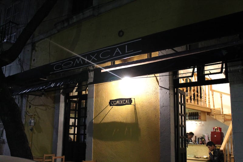 The warm light of Comixcal invites diners into the restaurant, photo by Martha Pskowski