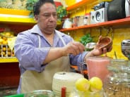 My go-to man for juices and eskimos. Here he makes an eskimo with mamey, which is like a fruitier version of an avocado.