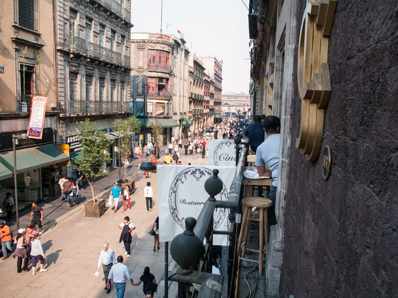 View of Francisco I Madero avenue from Hilaria Gastrobar, photo by Ben Herrera