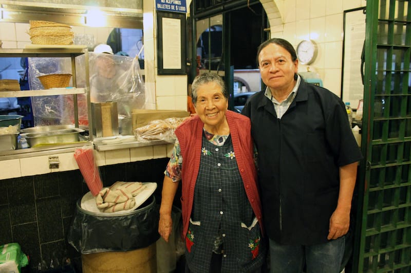 Esther Rosales, 82, with her son Luis Enrique Mejía Rosales, 57, photo by Martha Pskowski