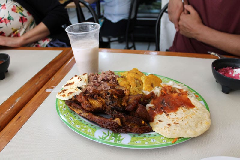 Plato Típico with horchata, photo by Martha Pskowski